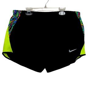 Nike Running Shorts Size XL Black with Neon and Paint Spatter Pattern